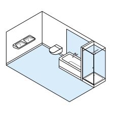 Bathroom with bathtub without shower head with shower tray with shower enclosure